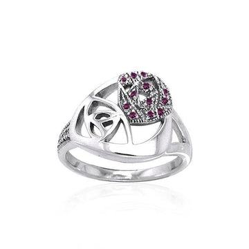 Abstract Elegance Silver Ring with Gemstone TRI1041 - Jewelry